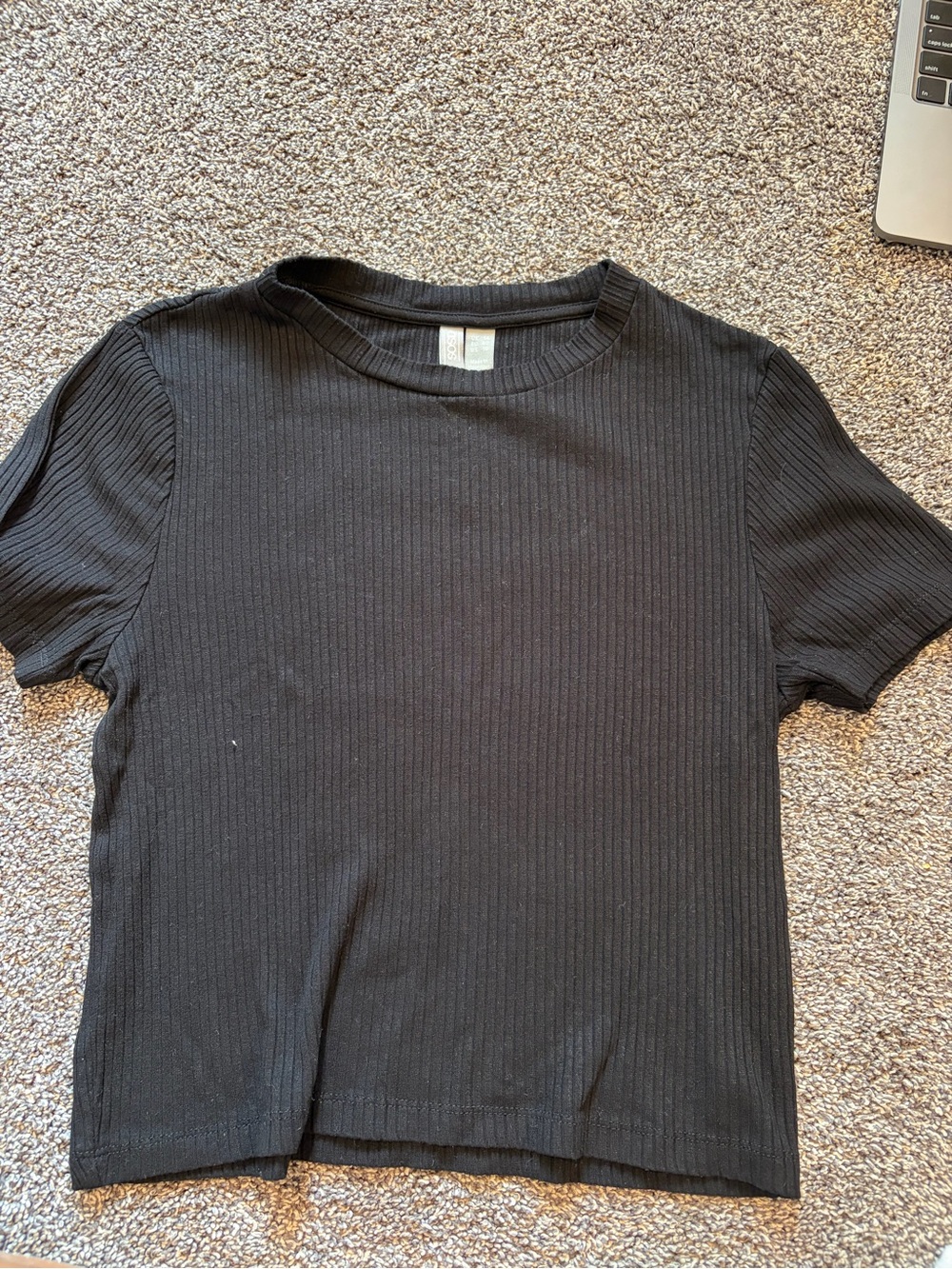 ASOS Black Ribbed Short Sleeve Crewneck Tee